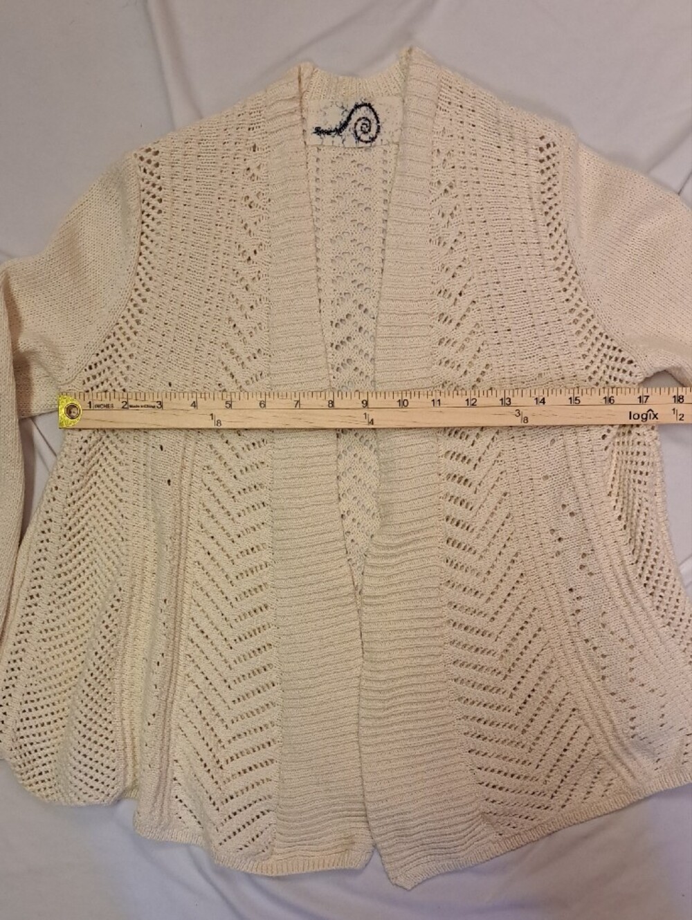Anthropologie Rosie Niera Ivory Open-Front Open-Knit Cardigan Indie Boho Size S - Picture 6 of 11
